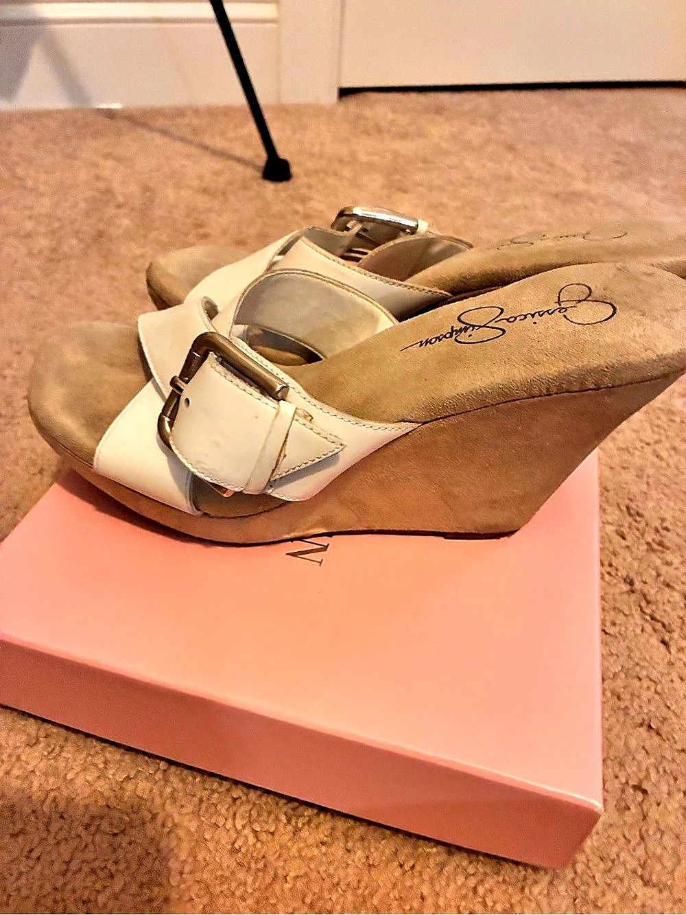 Jessica Simpson White Wedge Sandals